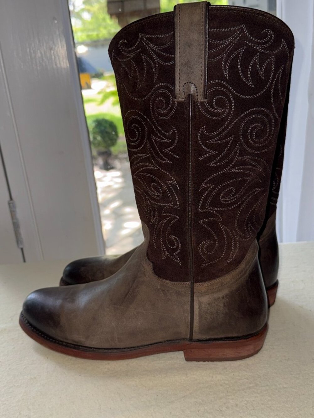 Reba Justin Boots Women's Western Anthem Boots Dark Brown Leather Suede Size 8 - Picture 8 of 14